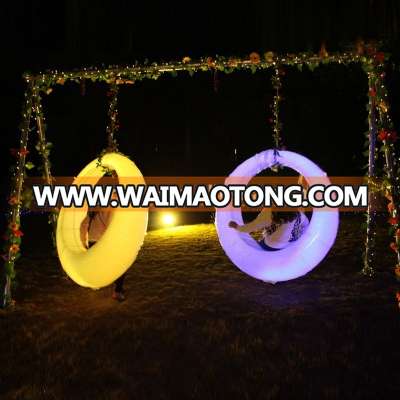 hot sale plastic led outdoor furniture 16colors changing swing garden swing