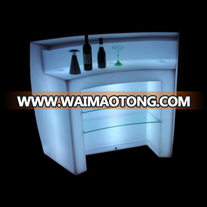 marketing popular plastic lighting bar/hotel/nightblub/pub funiture arc shaped counter